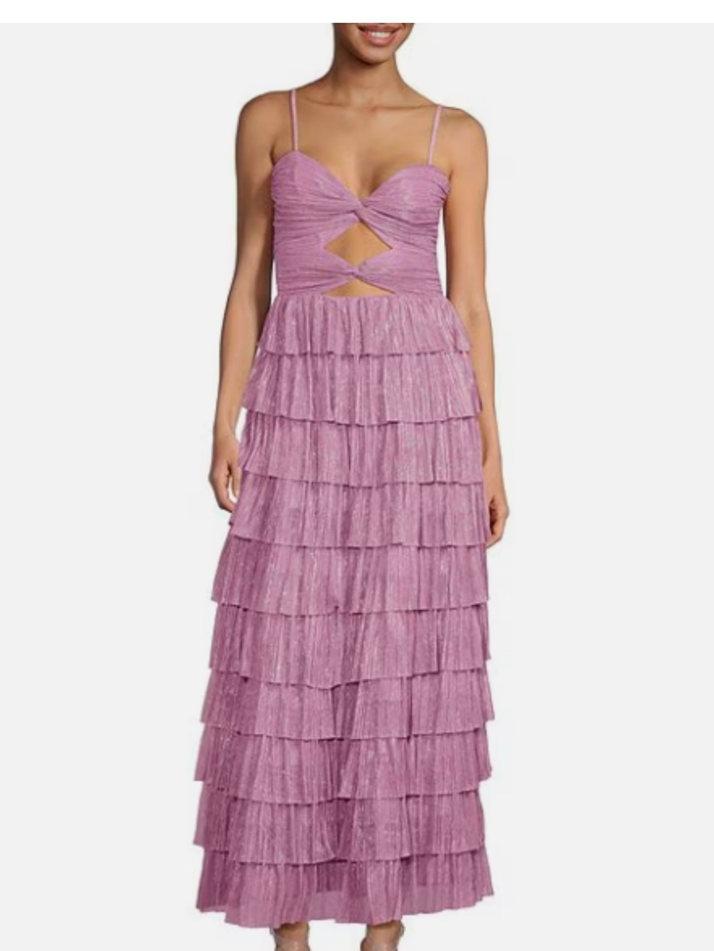 Gianni Bini Lavender Tiered Cutout Maxi Dress